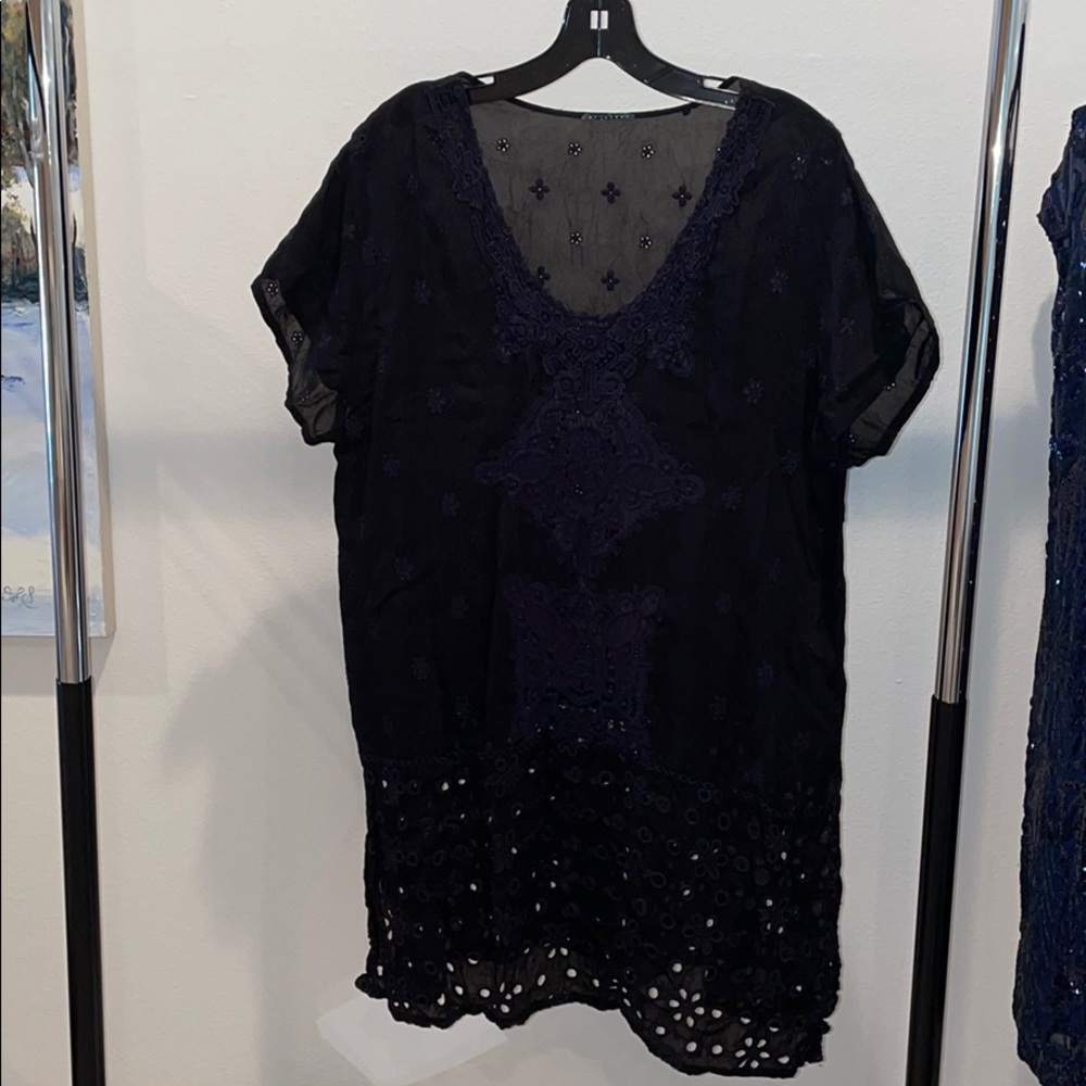 Johnny Was Sheer Navy Dress